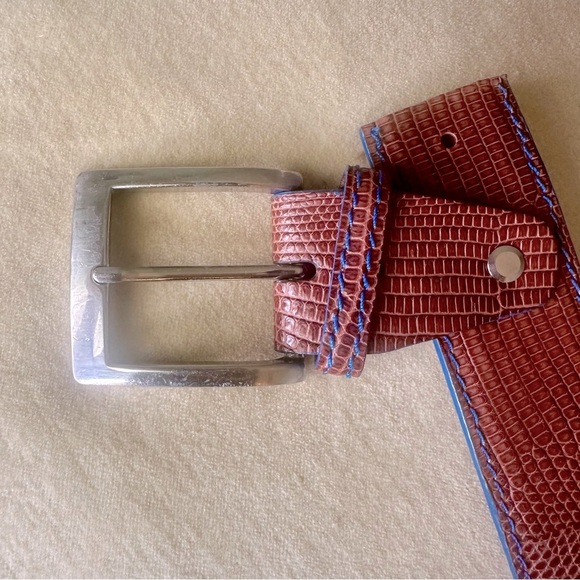 Francis Edward Mens Belt Size M Preppy Exotic Genuine Lizard Leather - Picture 6 of 11